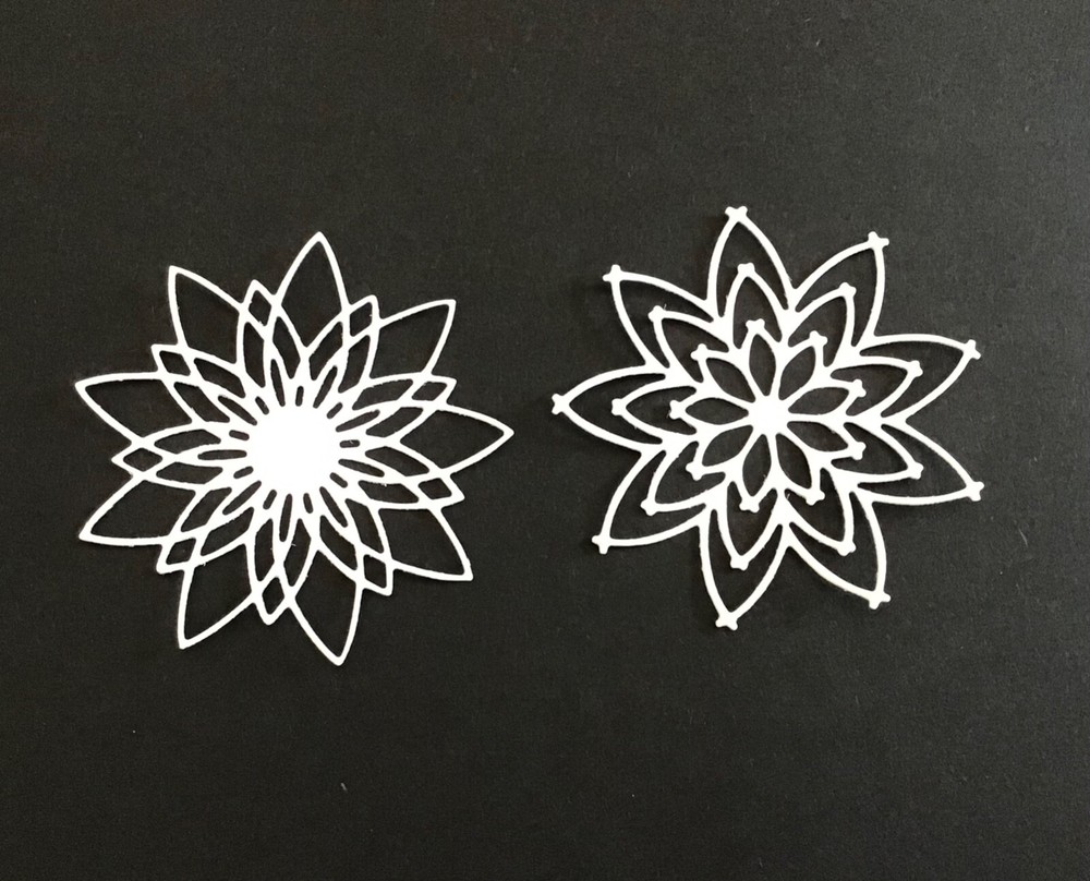 FLOWERS 2 designs die cut embellishments Choose Color 6 pcs 2-3/4″ x 2-3/4”
