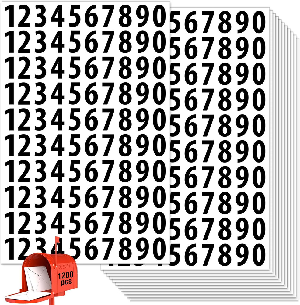 Number Stickers 1200 Count Waterproof Labels 1 Inch Self Adhesive Residue Free