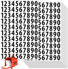 Number Stickers 1200 Count Waterproof Labels 1 Inch Self Adhesive Residue Free