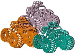 SWIRL MONSTER TRUCK Die-Cuts (3pc)Men•Kids•Dirty•Toy•Mud Bogging•Big Tire•Lights