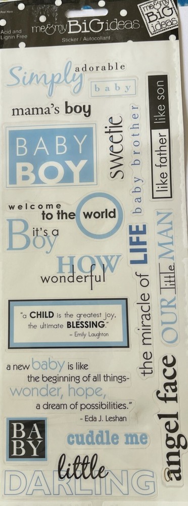 BLUE BABY BOY SAYINGS Sticker(18pc)MAMBI•Child•Mom’s Boy•Newborn•Kid•Little Man•