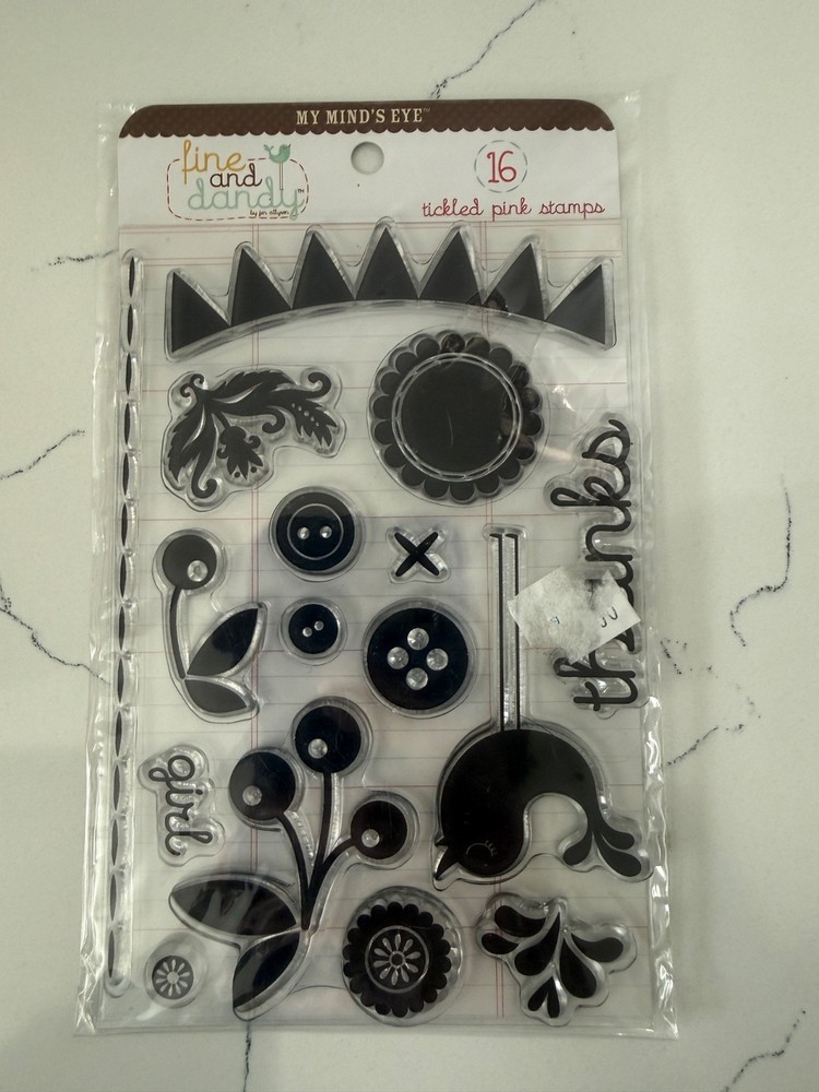 My Mind’s Eye Find & Dandy 16 Tickled Pink Stamps Bird Cherry Girl Thanks Crafts