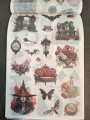 30 Pg Sticker Book Gothic Night Castle & 20 Sheets Ephemera Papers 50 Pgs Total
