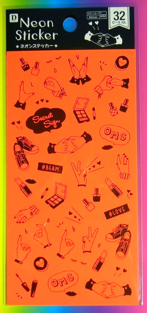 Vintage Secret Sign Language Sticker Pack Neon Orange