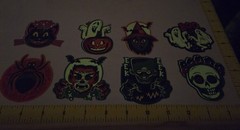 Halloween Glow in the Dark Stickers Lot Of 8 Neon Colors