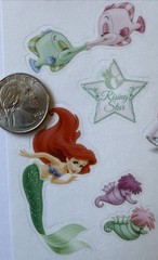 GLITTERED PRINCESS ARIEL Mylar Stickers(18pc)Disney•Little Mermaid•Card Making•