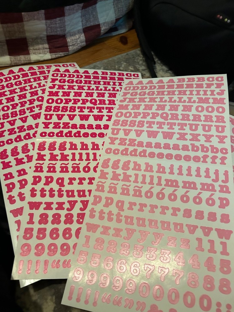 Lot of 3 light dark pink color Creative Memories ABC/123 Serif Stickers