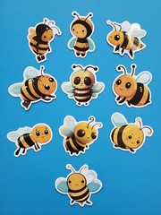 STICKERS x 10 Honey Bee Apiculture Beehive Cartoon Bees Vinyl Sticker B12C