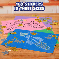 Glitter Foam Stickers | Silver and Gold Star Stickers for Crafts | Pack of 168 |