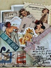 Handmade scrapbooking mixed lot vintage travel flower ticket paper ephemera