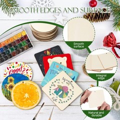 60 Pcs Wooden Tags, 3×3 Inch Unfinished Round Wood Pieces Blank Square Wooden…