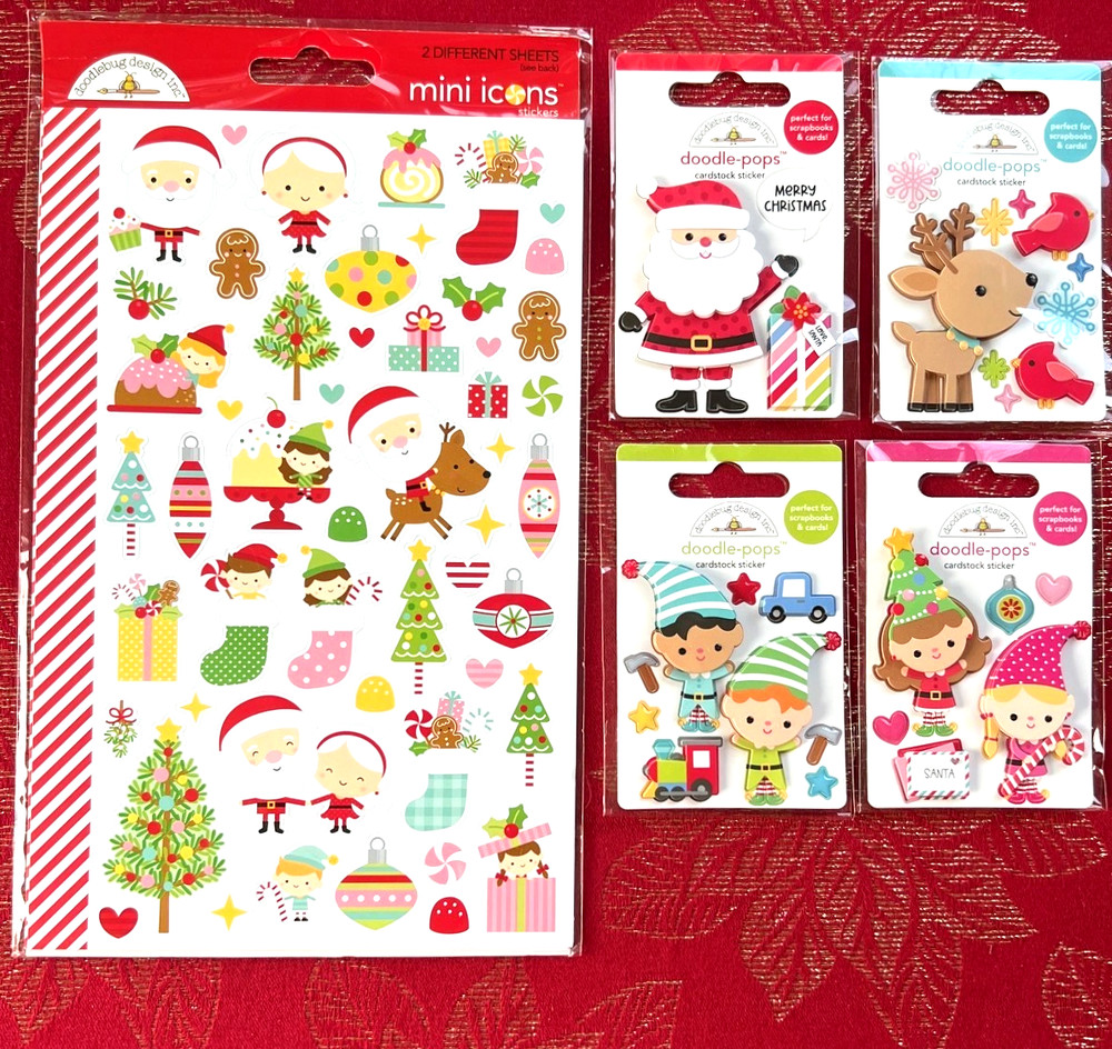 #812 – CHRISTMAS MAGIC RARE & OH WHAT FUN ELVES SANTA DOODLE-POPS STICKERS