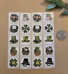 20 St Patrick’s Day Stickers/Leprechaun Stickers/4 Leaf Clover Stickers