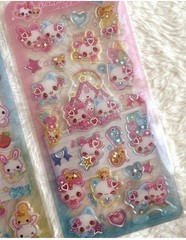 Kamio Japan Kawaii Happy March Rabbit Cat Puffy Sticker Sheet