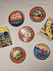 Lot Vintage Style Travel Stickers 7 New Matte 3M Peel Off Popular Destinations
