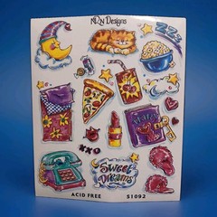 VERY RARE & HTF Vintage Sticker Sheet NRN Designs -SWEET DREAMS /SLUMBER PARTY