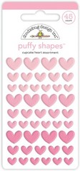 Doodlebug Self-Adhesive Stickers Puffy Heart Shapes 3 Sizes Pink Cupcake
