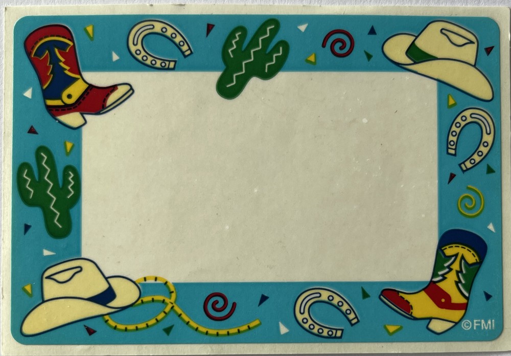 SOUTHWEST NAME LABEL Stickers (1pc)Frances Meyer•Western•Boots •Cowboy Hat•Meet