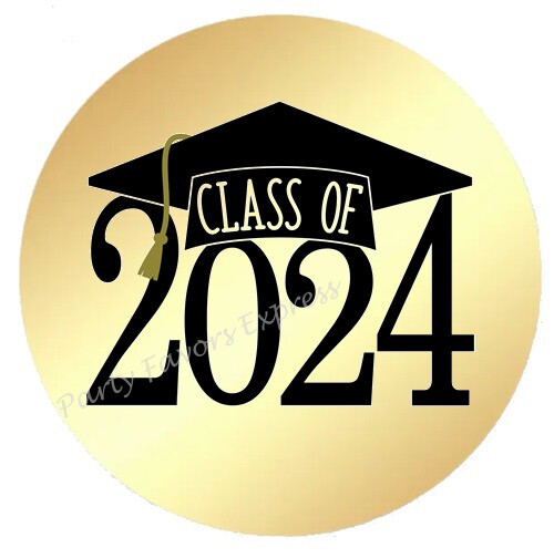 CLASS OF 2024 GRADUATION GOLD FOIL ENVELOPE SEALS LABELS STICKERS PARTY FAVORS