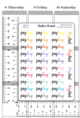 Rainbow PayDay Duo Font Script Planner Sticker, Finance Sticker, Pay Day Sticker