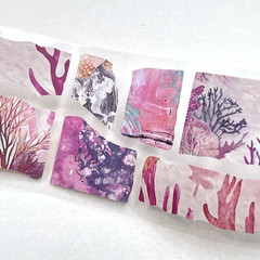 Vintage Style Pink Ocean Coral Collage Sticker Roll Junk Journal Scrapbooking