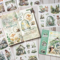 Garden Journal Stickers, 50 Sheets Washi Junk Journaling Sticker Book, Scrapbook