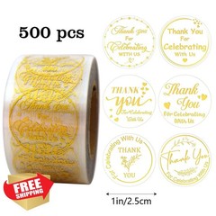 Jczzywsw Gold Thank You Stickers 1 Inch Roll 500pc
