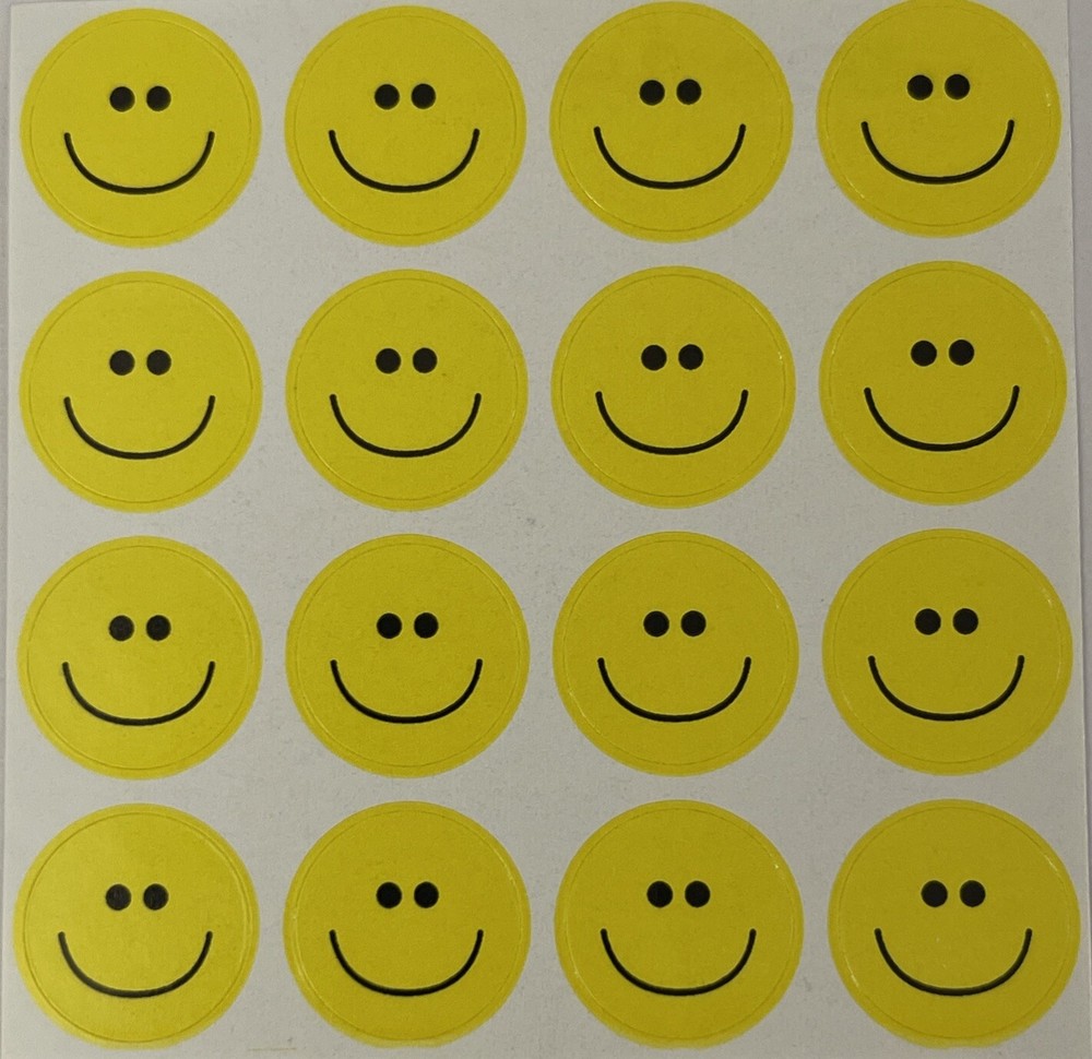YELLOW SMILEY FACE Stickers (16pc)Emoji•Kids•Happy•Children •Card Making•