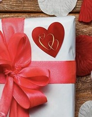 500 pcs Sticker Seals Roll Red Heart Theme «Mock Gold» Semi Gloss Self Adhesive