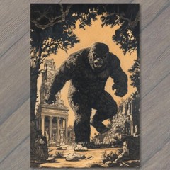 STICKER Bigfoot Walking Moonlit Forest Skulls Trees Mythical Creature Strange