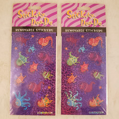 Two NIP Vintage 90s Glitter Space Alien Sticker Sheets – Cute Monsters by Gibson