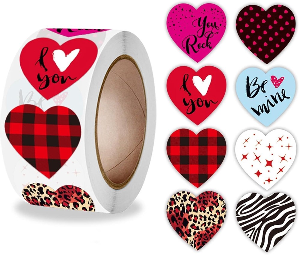 500Pcs Heart-Shaped Valentines Stickers – Perfect for DIY Crafting and Decor