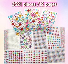 Vibrant 3521 Pieces Self Adhesive Gems – Perfect for Crafts & Scrapbooking