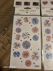 Lot Of 5 Sheets Of Patriotic-Flag- 4th July Stickers. Gemstone, Puffy, Glitter.
