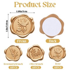 30Pcs Gold Wax Seal Stickers Envelope Seal Sticker -Adhesive Wax Stamp Sticke…