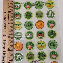 Sticko Stickers ST PAT’S KISS SEALS Irish St. Patrick’s Day 32 Pc Scrapbooking