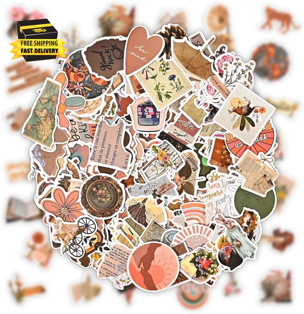 150Pcs Vintage Scrapbook Stickers,Waterproof Sticker Pack, DIY Craft for Water B