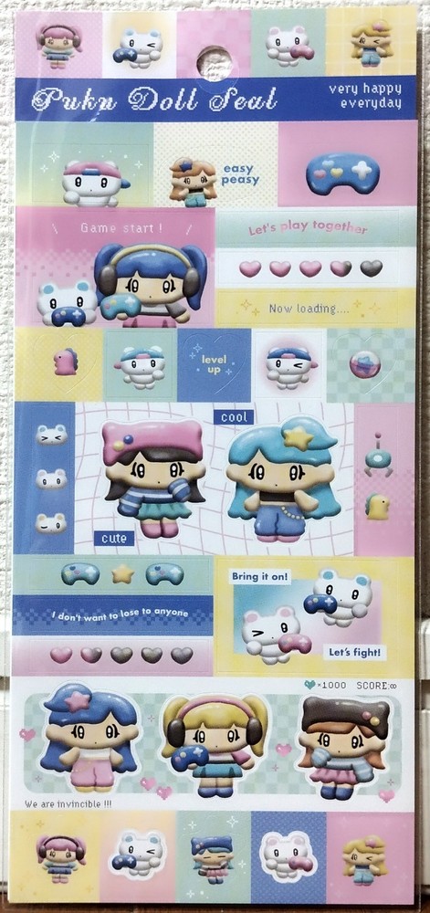 GAIA Puku Doll Seal Amusement Arcade Sticker Girl Kids Game Character MADE JAPAN