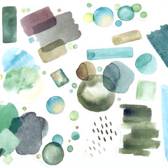 Green Watercolor Swatch Bubble Stickers Junk Journals Collage Scrapbook