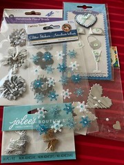 LOT OF BLUE & SILVER STICKERS & EMBELLISHMENTS – #362