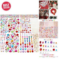 Vibrant 2774pcs Rhinestone Stickers – Multi-Color Self-Adhesive Gems for Crafts