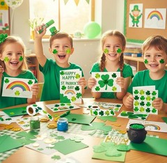 500 Pack St Patricks Day Shamrock Stickers Roll Green Glitter Clover Crafts