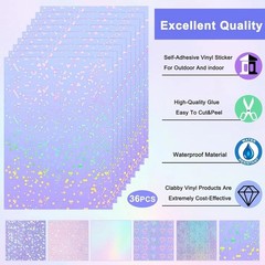 Self-Adhesive Holographic Vinyl Sheets – 36 Colorful A4 Films for Crafts