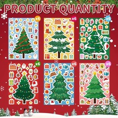 Christmas Tree Stickers for Kids DIY 36 Sheets Make Your Own Sticker Craft Party