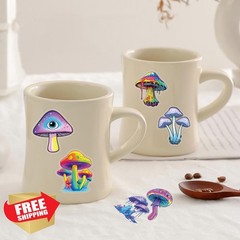 WASHBO 50pc Mushroom Holographic Stickers