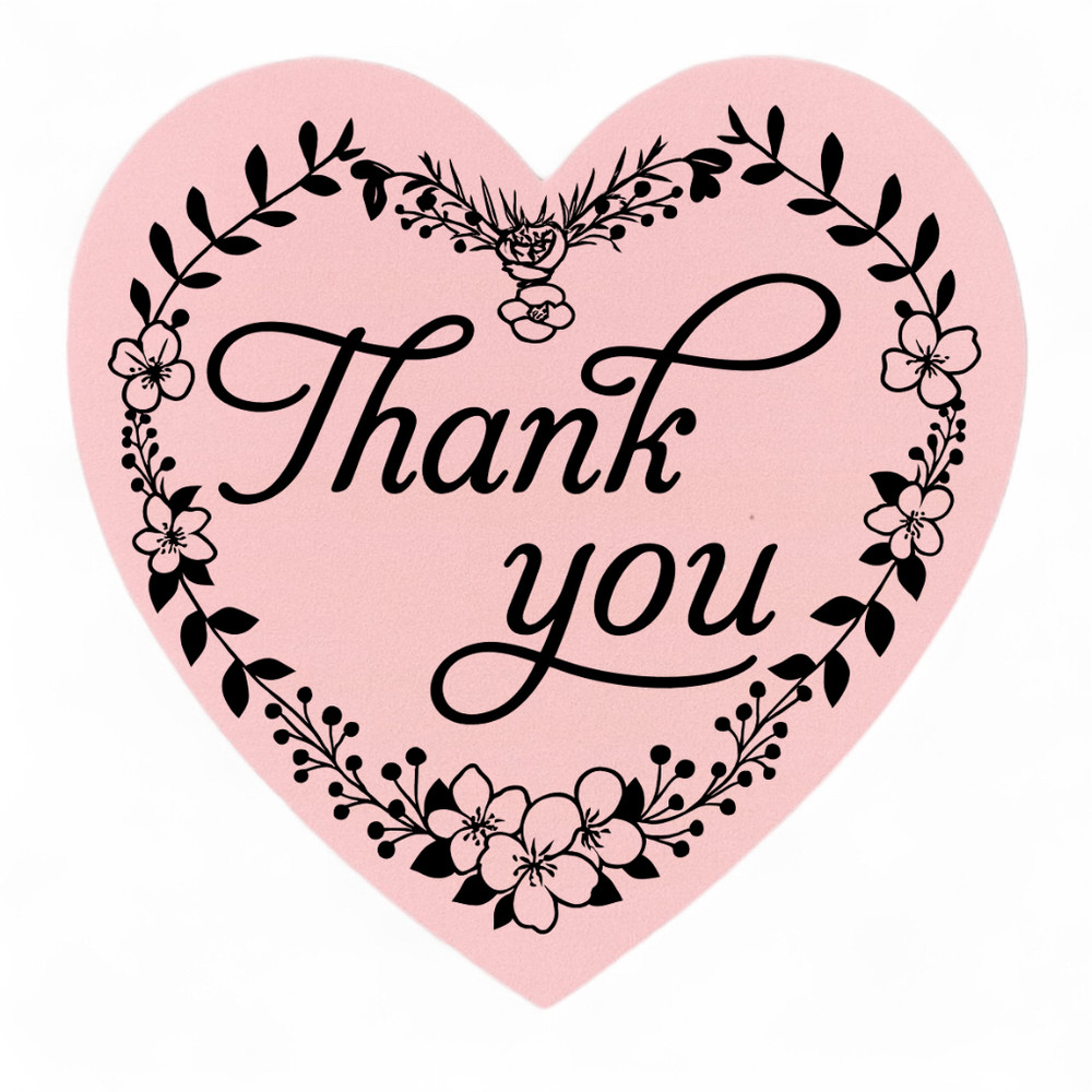 50pcs Thank You Stickers Heart Shape 2 Inch Labels for Packaging & Gifts