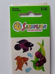 Sandylion Prismatic Sticker Gold Fish Beta Fish 1 Sheet NIP Sealed Bubbles VTG
