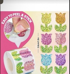 40 PCs 1×1.5” Laser Holographic Tulip Flower Stickers Scrapbook Journal Cards