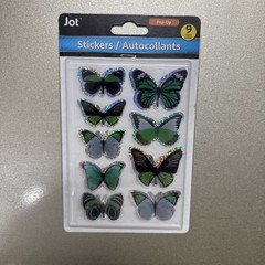BUTTERFLIES Butterfly Bright Medium Green Black Silver Jot Stickers