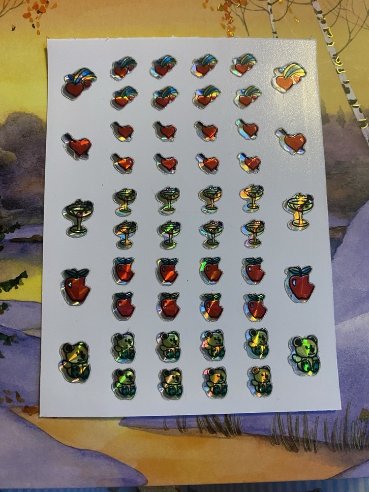 Vintage Vending Prism Sticker Sheet 3×4 Inches Heart Bear Icons Apple Martini